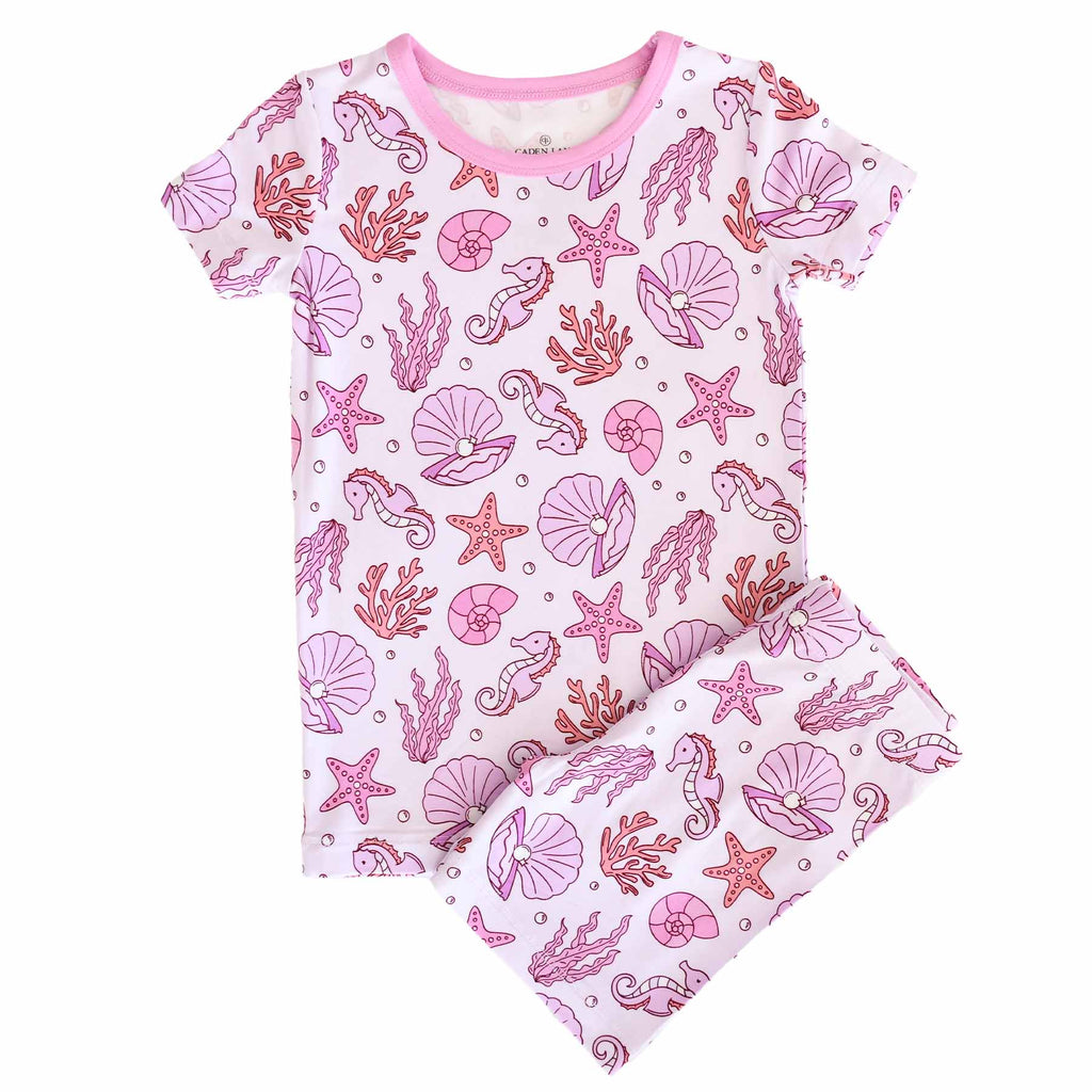 Two Piece Short Pajama Set | Tiny Tides Pink