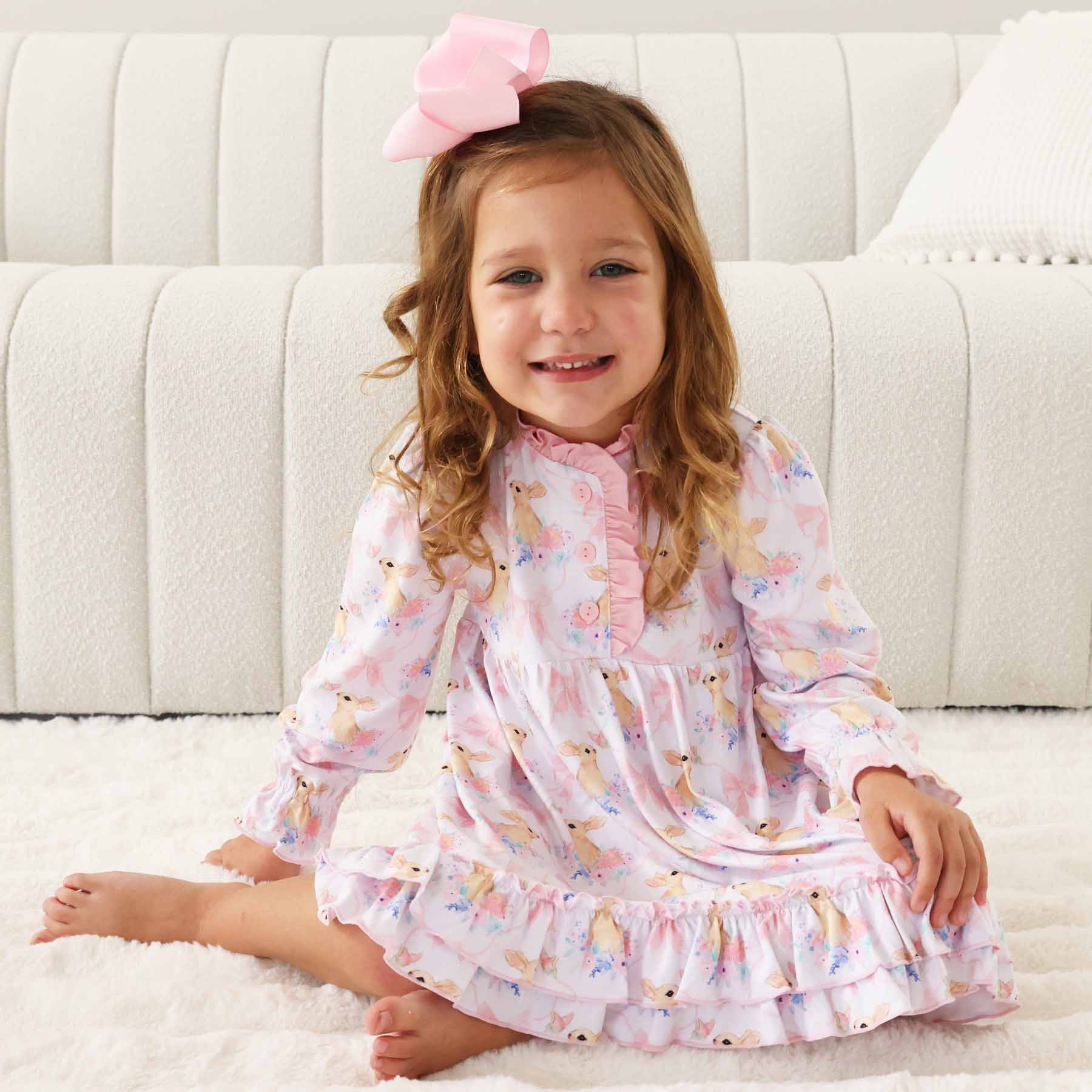 Long Sleeve Princess Ruffle Nightgown | Bunny Bow Dreams