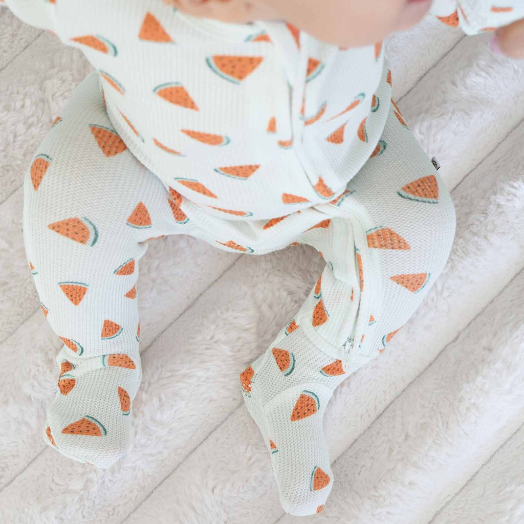 Slice, Slice Baby Bamboo Waffle Zipper Footie
