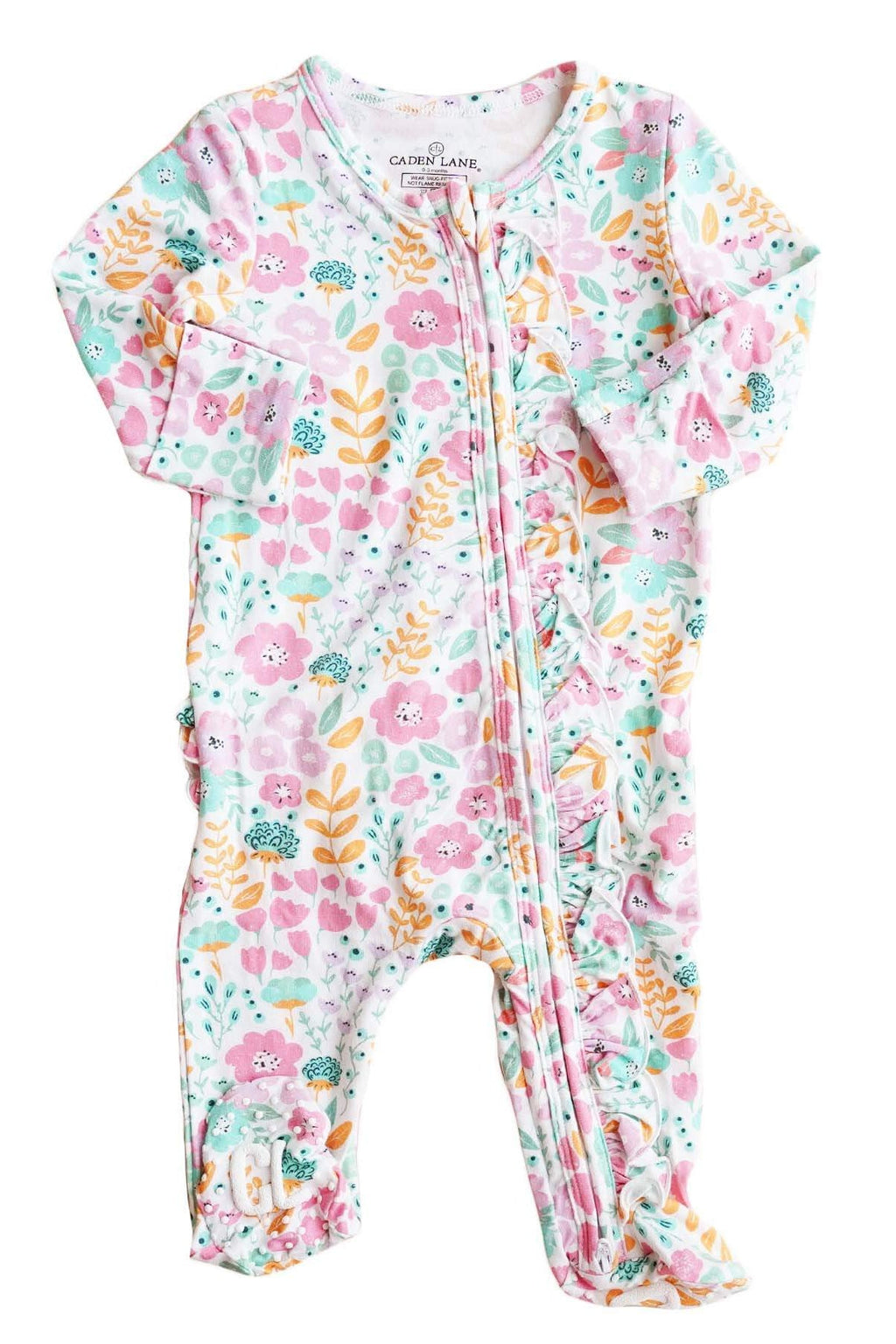 Willow's Whimsy Floral Ruffle Zipper Footie