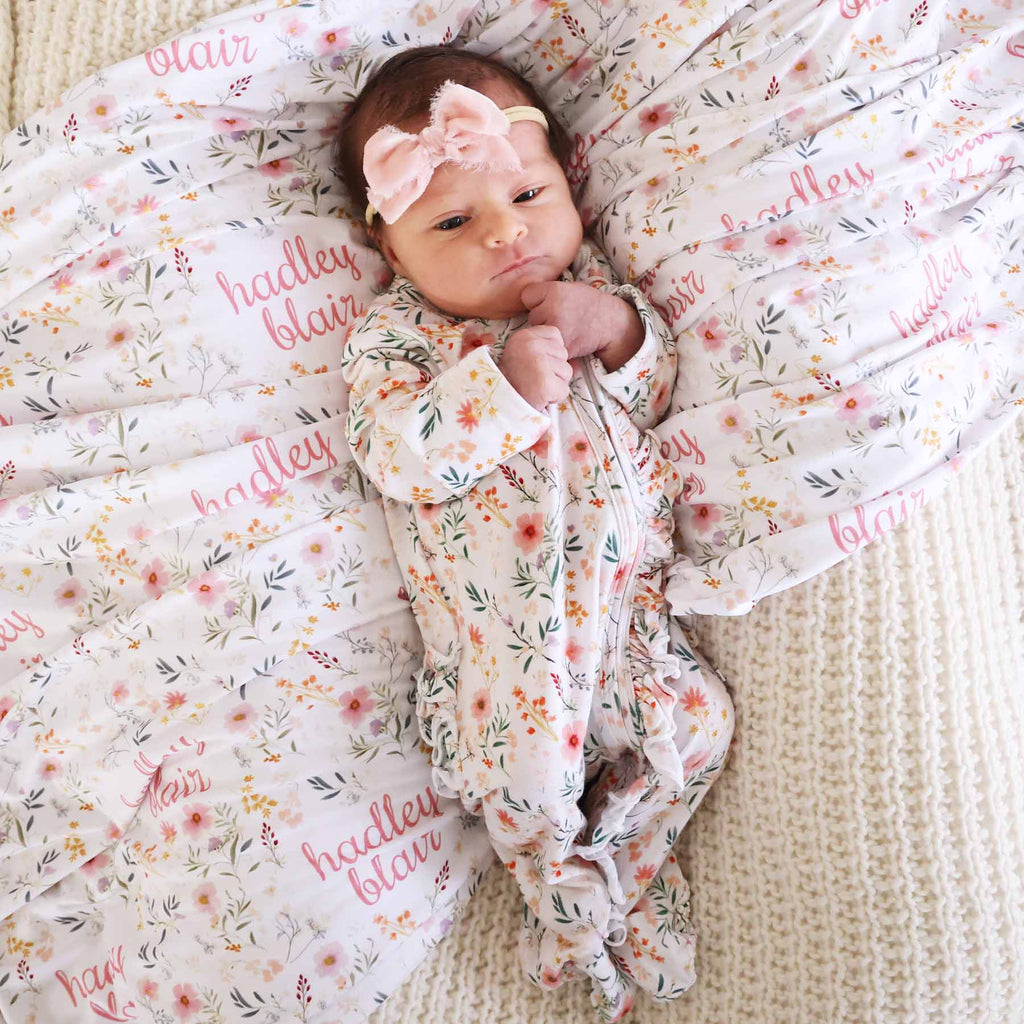 Winnie's Wildflowers Ruffle Zipper Footie